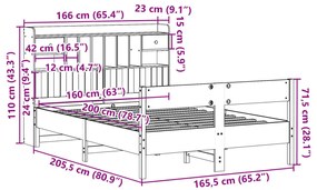 Cama com estante sem colchão 160x200 cm pinho maciço
