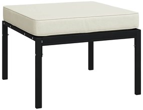 Apoios pés jardim c/ almofadões cor areia 2 pcs 60x60x35 cm aço