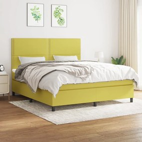 vidaXL Cama com molas/colchão 180x200 cm tecido verde