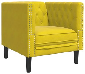 3 pcs conjunto de sofás chesterfield com rolos veludo amarelo