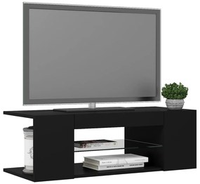 Móvel de TV com luzes LED 90x39x30 cm preto
