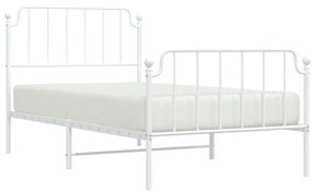 Estrutura de cama com cabeceira e pés 100x190 cm metal branco