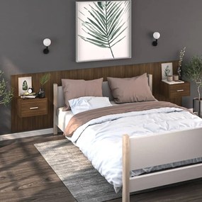 vidaXL Mesas de cabeceira montagem na parede 2 pcs carvalho castanho