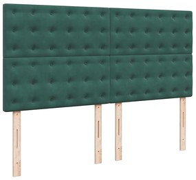 Cama com molas/colchão 180x200 cm veludo verde-escuro