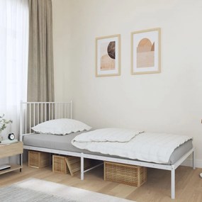 vidaXL Estrutura de cama com cabeceira 100x190 cm metal branco