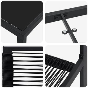 Conjunto de jantar de jardim com 5 peças em PVC rattan preto