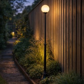 Candeeiro de pé clássico para exterior preto com vidro opalino 210cm IP44 - Champs