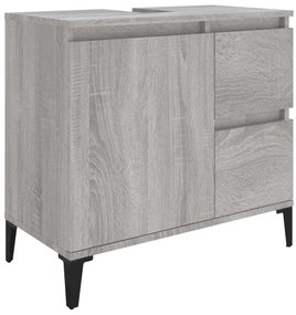 3 pcs conjunto móveis WC derivados de madeira cinzento sonoma
