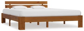 Estrutura cama c/ cabeceira 160x200cm pinho maciço castanho-mel