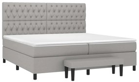 Cama com molas/colchão 200x200 cm tecido cinza-claro