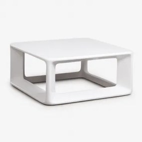 Mesa De Centro Quadrada Lilou 80x80 Cm Em Cimento E Fibra De Vidro Branco - Sklum
