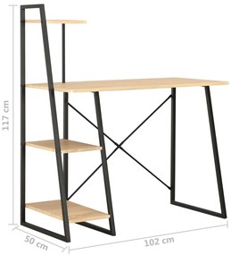 Secretária c/ unidade prateleiras 102x50x117cm preto e carvalho