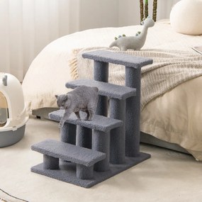 Escada para gatos Árvore de escalada Árvore de escalada Centro de actividades para gatos Mobiliário para subir para a cama 41 x 60,5 x 60,5 cm Cinzent