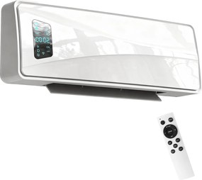HOMCOM Aquecedor Elétrico de Baixo Consumo de Parede 2000W com 3 Modos Ecrã LED Termostato Temporizador e Oscilação 54x18,7x14,5 cm Branco | Aosom Portugal