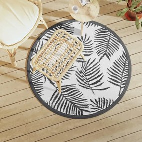 Tapete de exterior Ø120 cm ARAKIL PP branco e preto