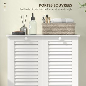 Armário de Casa de Banho com Cesto para Roupa Suja, 70 x 38 x 73 cm, 2 Cestos Basculantes, Branco