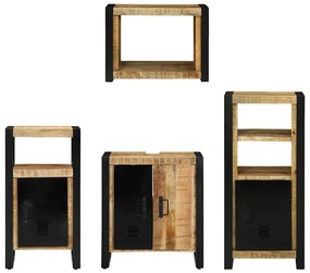 Conjunto de Móveis para Banheiro 4 pcs Madeira de manga maciça