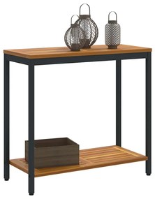 Mesa Outdoor Natural e Preto 35x80x75 cm em madeira sólida e aço
