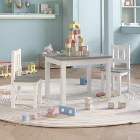 Conjunto Infantil de Mesa e 2 Cadeiras - Branco/Cinzento - Design Nórd