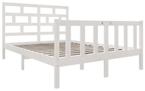 Estrutura de cama casal 135x190 cm pinho maciço branco