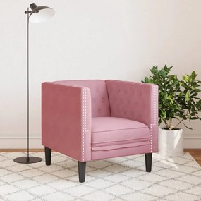 Sofá chesterfield veludo rosa