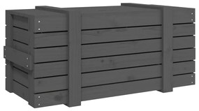 Caixa de arrumação 91x40,5x42 cm madeira de pinho maciça cinza