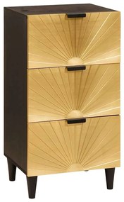 vidaXL Buffet Preto e Ouro 40 x 33 x 75 cm Madeira de manga maciça