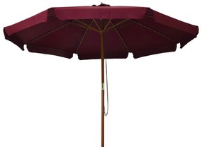 Guarda-sol de exterior com poste em madeira 330 cm bordô