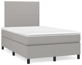 vidaXL Cama box spring c/ colchão e LED 120x190 cm tecido cinza-claro