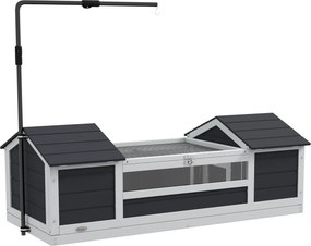 Pawhut Casa Tartaruga Terrestre Exterior Recinto Tartaruga 2 Esconderijos Lâmpada Ajustável Madeira Maciça 120x56,5x43 cm Cinza | Aosom Portugal
