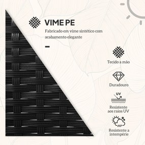 Conjunto de Móveis de Jardim de Vime 3 Peças com 1 Mesa 42,5x40x39 cm