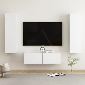 vidaXL 3 pcs conjunto de móveis de TV derivados de madeira branco