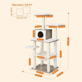 Arranhador para gatos moderno 55 x 45 x 138 cm Greige