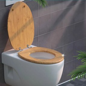 Assento sanitário em bambu com sistema de descida automática em MDF 45,7 x 38 cm