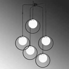 Candeeiro de Teto Dolunay – Preto e Branco – 74 cm de Diâmetro x 103 c