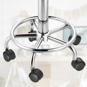 Banco giratória em 360° com rodas em couro sintético Ø35 x 50 x 51-65 cm Preto