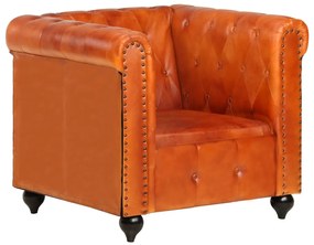 vidaXL Poltrona chesterfield couro genuíno bronze