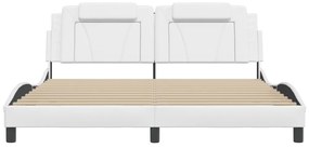 Estrutura cama c/ luzes LED 180x200 cm couro artificial branco