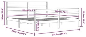 Estrutura de cama 200x200 cm madeira de pinho maciça