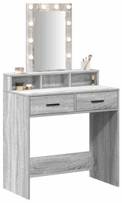 Mesa de Maquilhagem vidaXL com Luzes LED Cinza Sonoma 79x41x140 cm