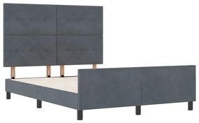 Cama de Veludo Cinza Escuro vidaXL 140x190 cm