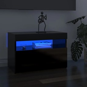 vidaXL Móveis de TV com luzes LED 2 pcs 60x35x40 cm preto brilhante