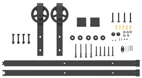 Kit de ferragens para porta deslizante 183 cm aço preto