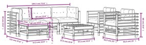 7pcs conjunto lounge jardim c/ almofadões madeira maciça branco