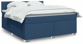Cama com molas/colchão 180x200 cm tecido azul