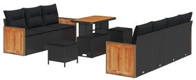 vidaXL Conjunto de Sofá de Jardim com almofada 13 pcs Preto vime PE