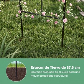 Arco de jardim metálico em forma de gaiola de pássaros 203 x 203 x 296 cm, com treliça e gancho para rosas trepadeiras, para pátio traseiro ou terraço
