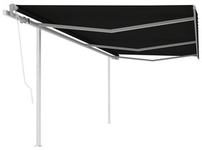 Toldo retrátil automático com postes 6x3,5 m antracite