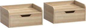 HOMCOM Conjunto de 2 Mesas de Cabeceira Suspensas com 1 Gaveta para Quarto 40x30x19,5 cm Madeira | Aosom Portugal