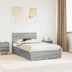 vidaXL Estrutura da Cama Cinza Sonoma 120 x 190 cm Madeira processada